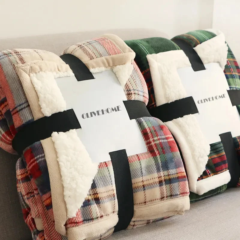 Jule plaid sherpa tæppe