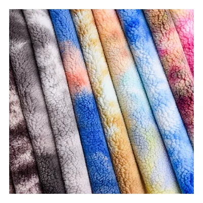 Farverig tie-dye Particle Cashemere Sherpa stof