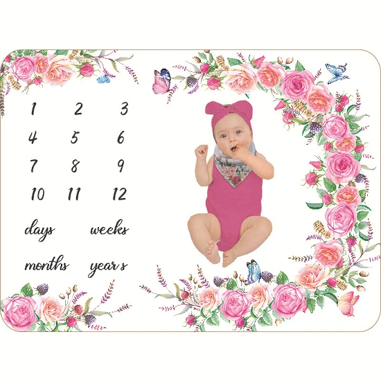 Milestone Flannel babytæppe