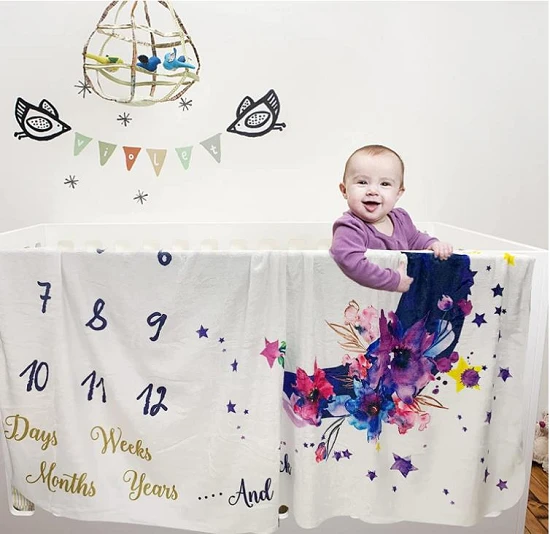 Milestone Flannel Baby Blanket