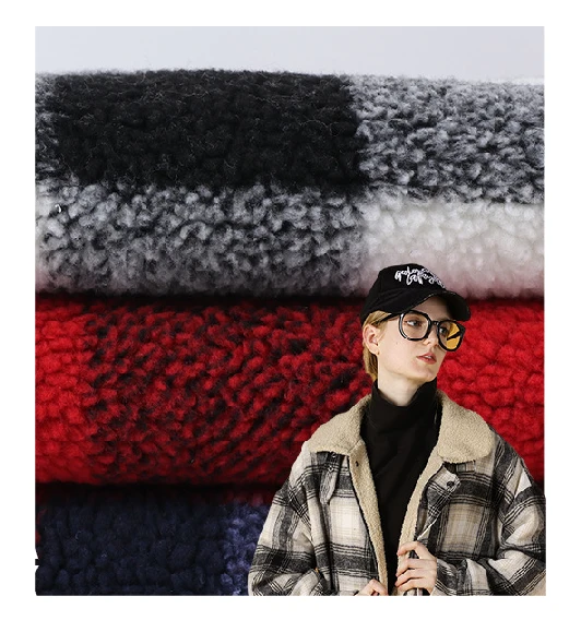Sherpa stof med plaidprint