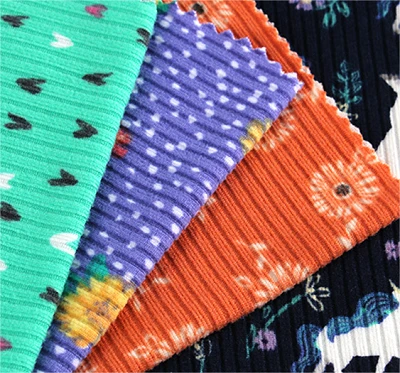Print Rib Strik Stof
