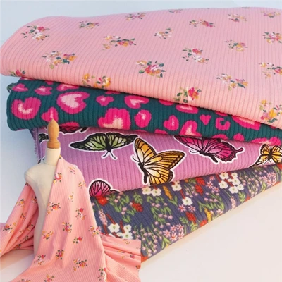 Jacquard print rib stof