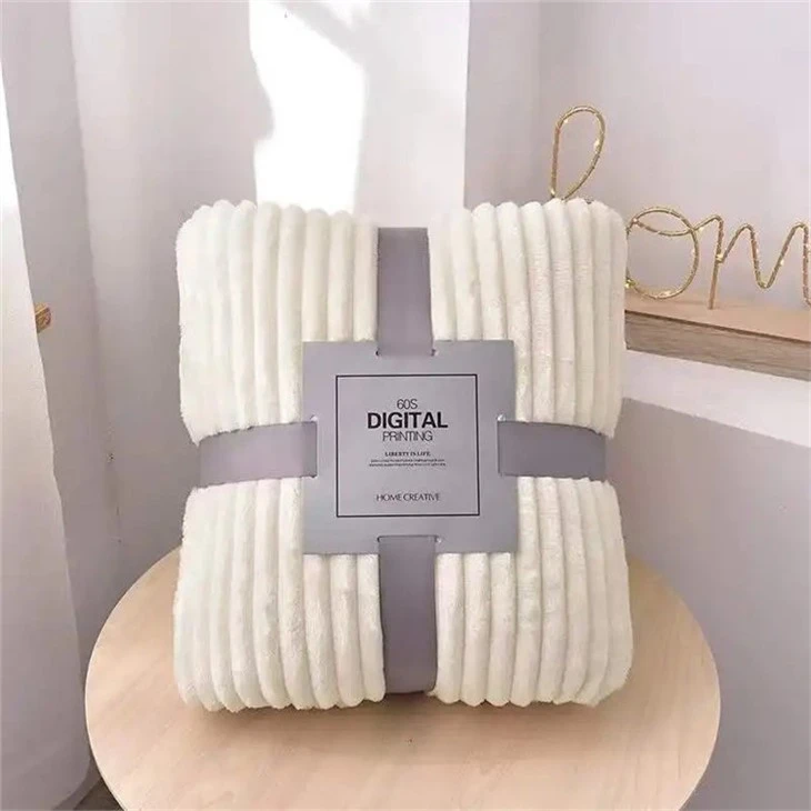 Solid Strip Flannel Blankets factory