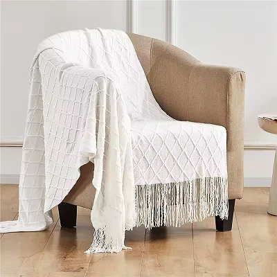 Akrylstrikket sofa kast tæppe